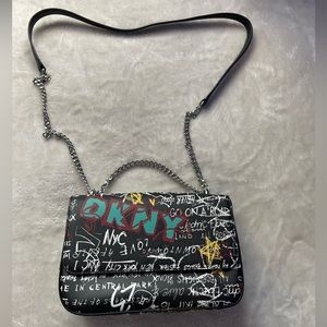 DKNY Graffiti Black Gia Wallet Crossbody Purse